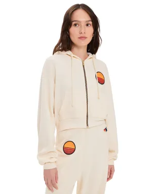 Aviator Nation サンセットパッチ リラックスフィット クロップドパーカー - サムネイル1