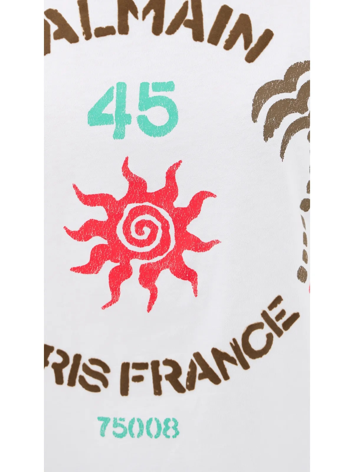 Balmain Club 45 ボクシー ジャージーTシャツ ホワイト/マルチカラー - 画像6