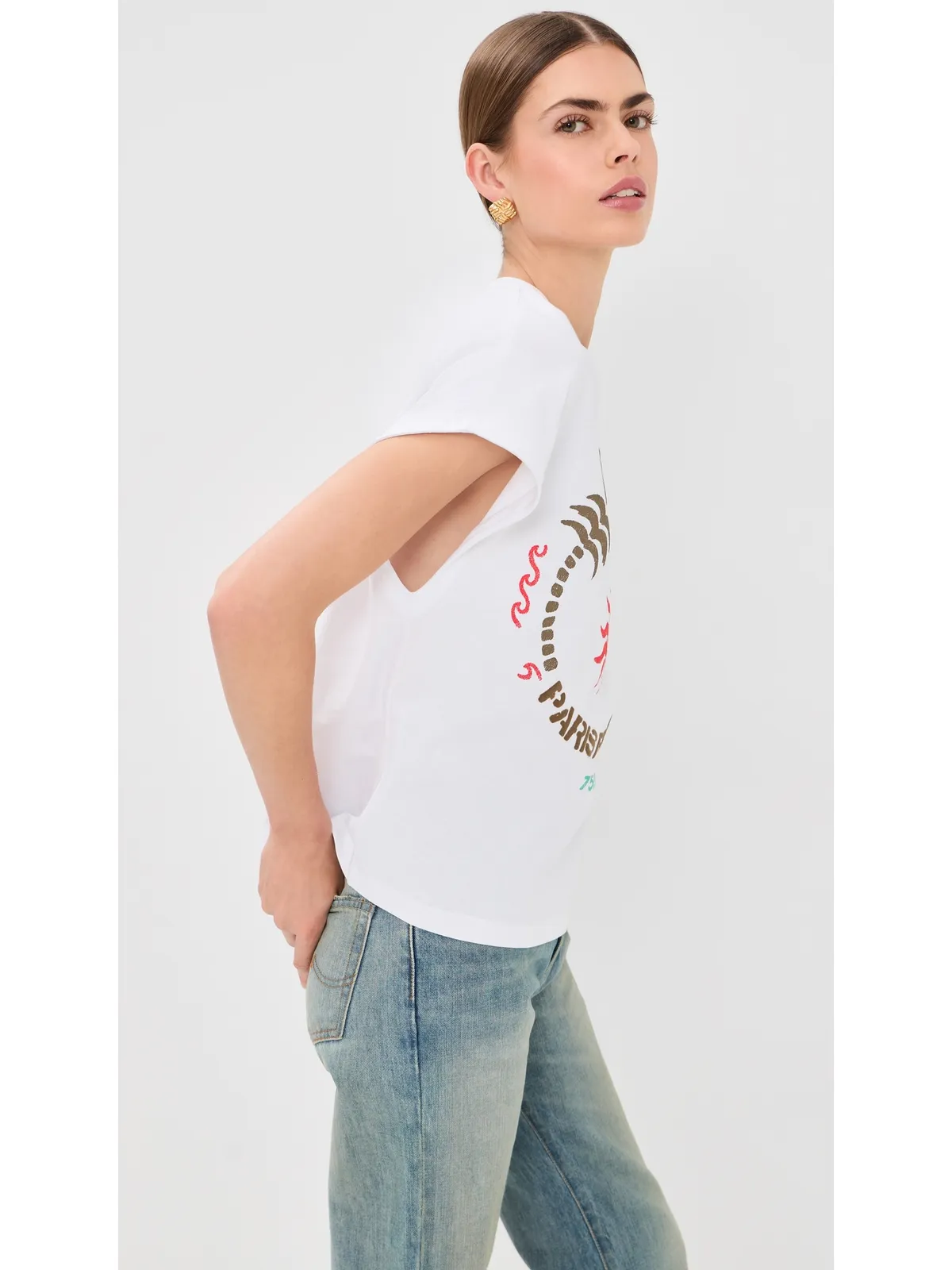 Balmain Club 45 ボクシー ジャージーTシャツ ホワイト/マルチカラー - 画像4