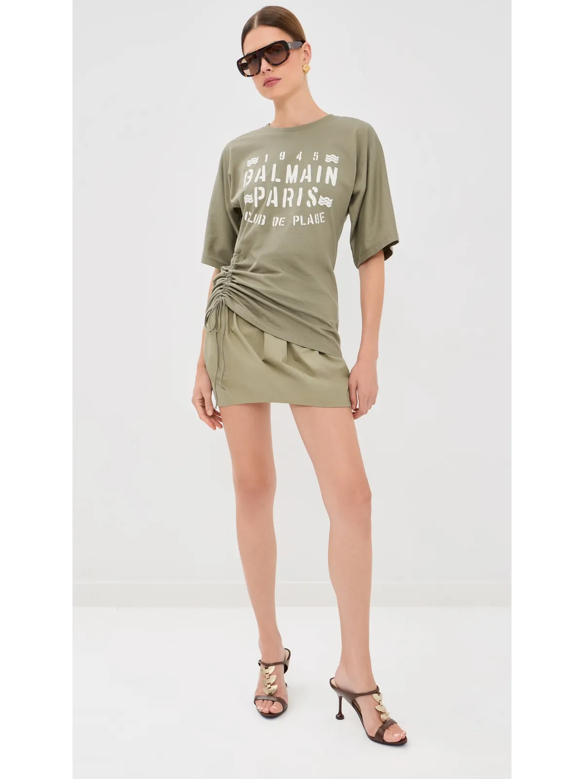 Balmain クラブ45 ジャージーTシャツ Sauge/Beige Clair - 画像5