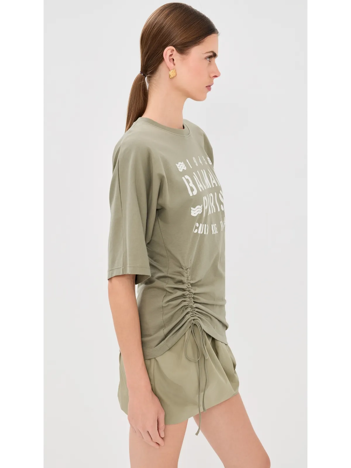 Balmain クラブ45 ジャージーTシャツ Sauge/Beige Clair - 画像4