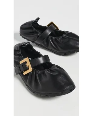 Balmain レーサー45 バレリーナフラット 0PA ブラック - サムネイル4