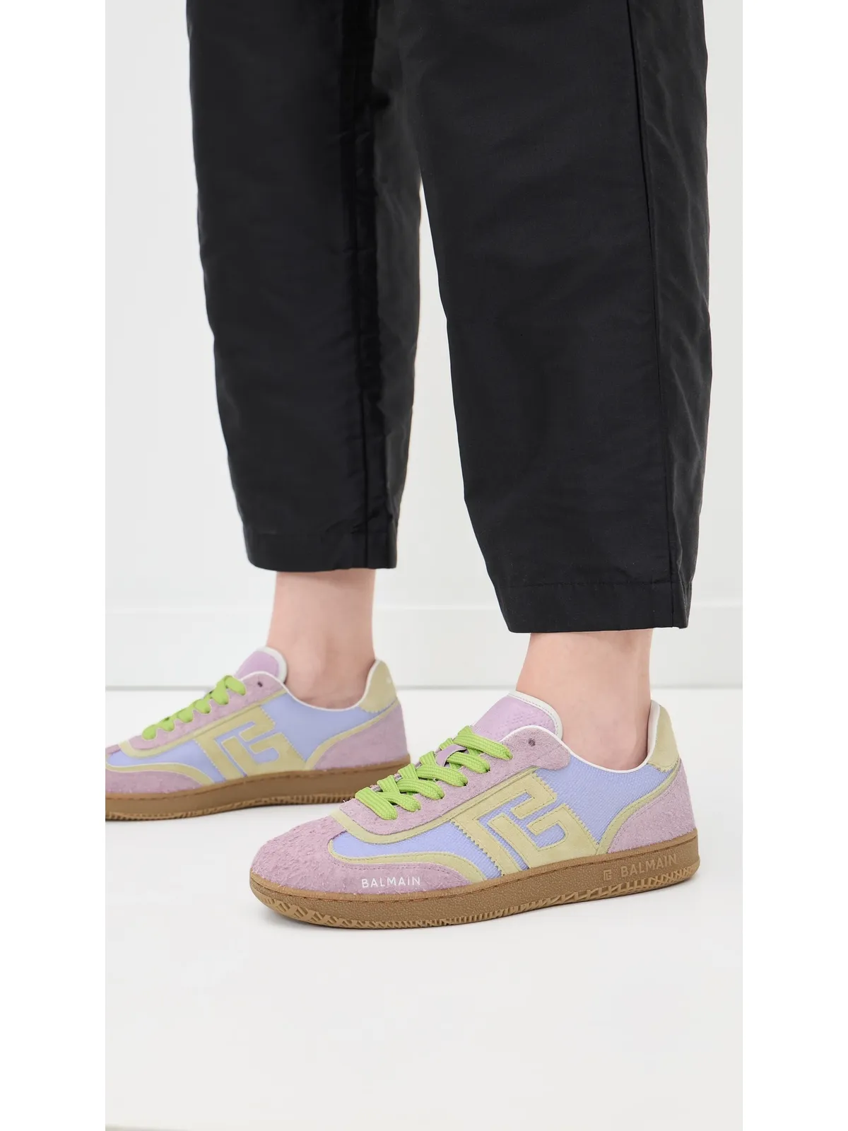 Balmain Swan スエードレザーとメッシュ スニーカー - 画像3