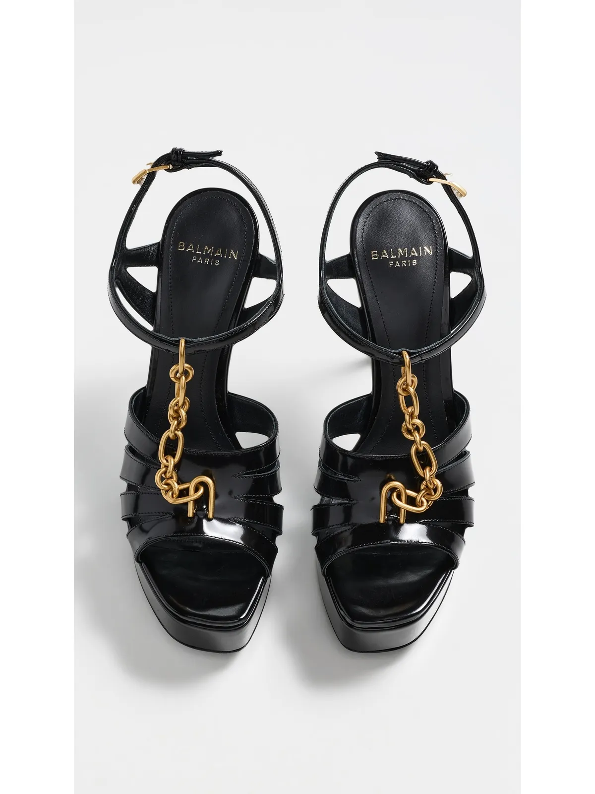 Balmain シンク・プラットフォーム サンダル イン パテントラムスキン 0PA ノワール 39 - 画像5