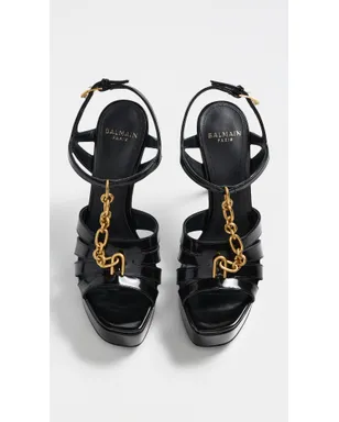 Balmain シンク・プラットフォーム サンダル イン パテントラムスキン 0PA ノワール 39 - サムネイル5