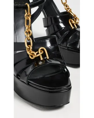 Balmain シンク・プラットフォーム サンダル イン パテントラムスキン 0PA ノワール 39 - サムネイル6