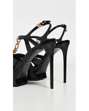 Balmain シンク・プラットフォーム サンダル イン パテントラムスキン 0PA ノワール 39 - サムネイル4