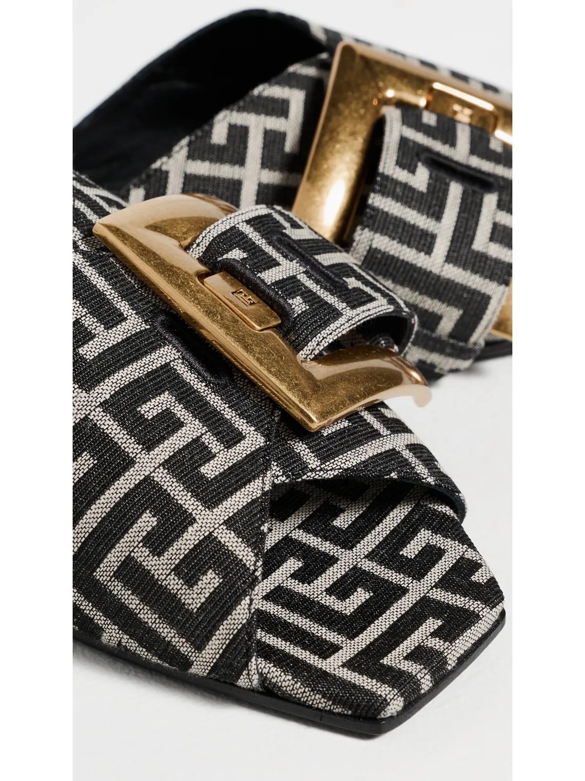 Balmain アンセム モノグラムジャカード フラットサンダル GFE アイボリー/ブラック - 画像6