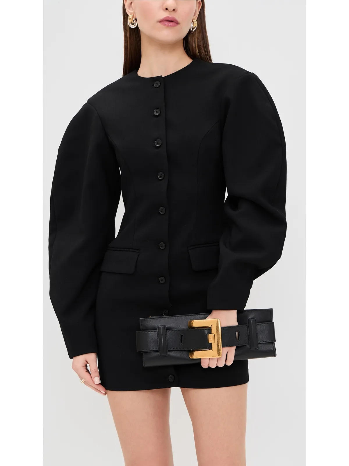 Balmain Anthem カーフスキン クラッチ 0PA ノワール 1サイズ - 画像3