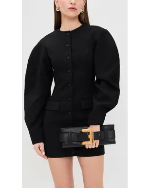 Balmain Anthem カーフスキン クラッチ 0PA ノワール 1サイズ - サムネイル3