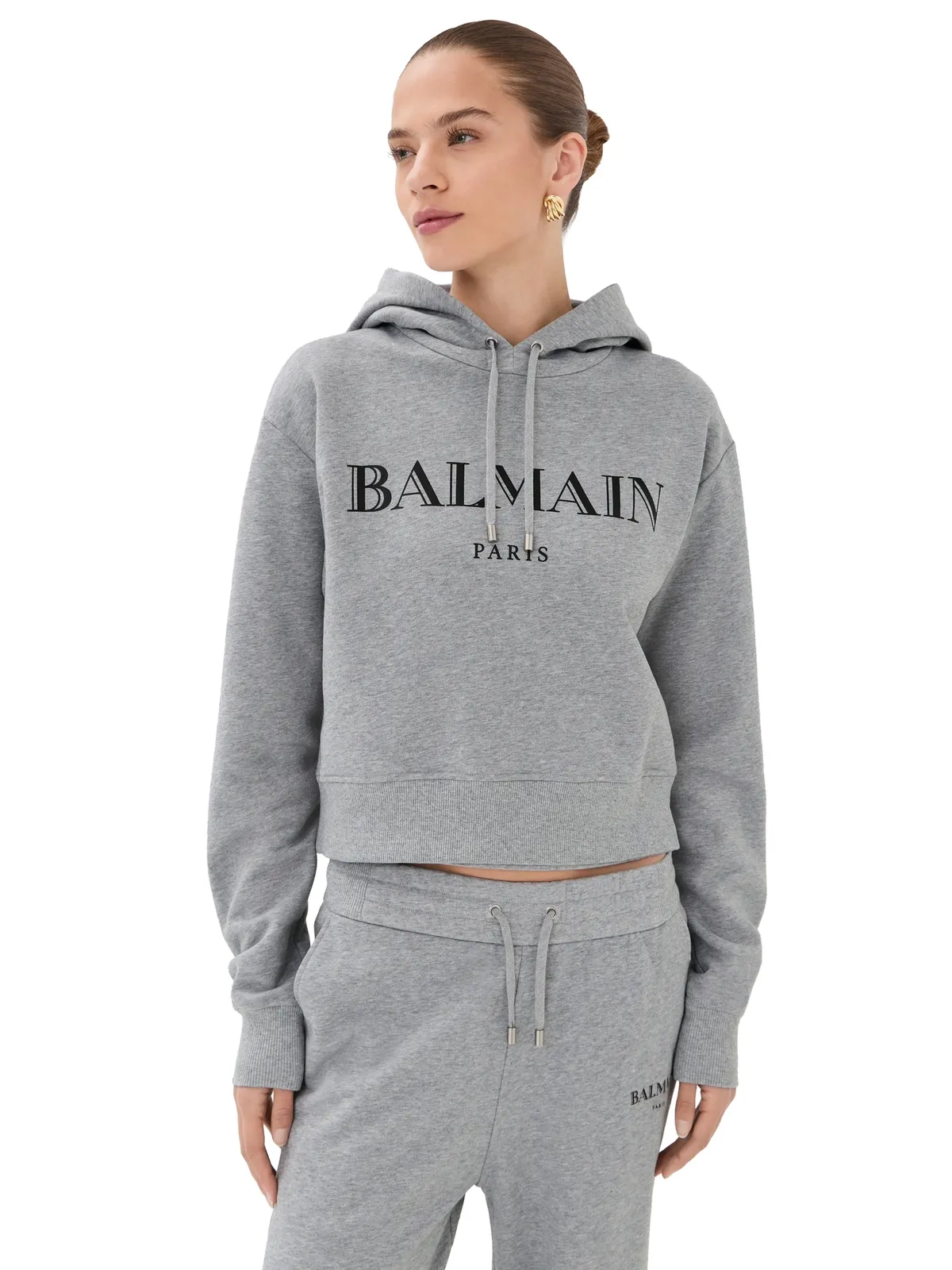 Balmain ビンテージ プリント フーディ グレー/ブラック - 画像1
