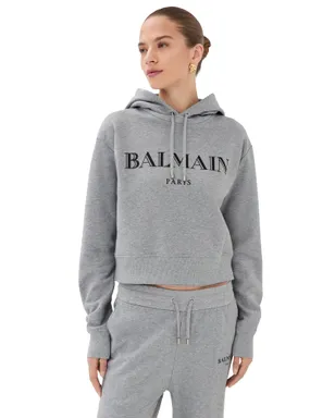 Balmain ビンテージ プリント フーディ グレー/ブラック - サムネイル1
