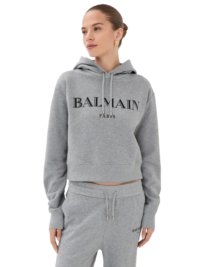 BALMAIN Balmain ビンテージ プリント フーディ グレー/ブラックの商品画像
