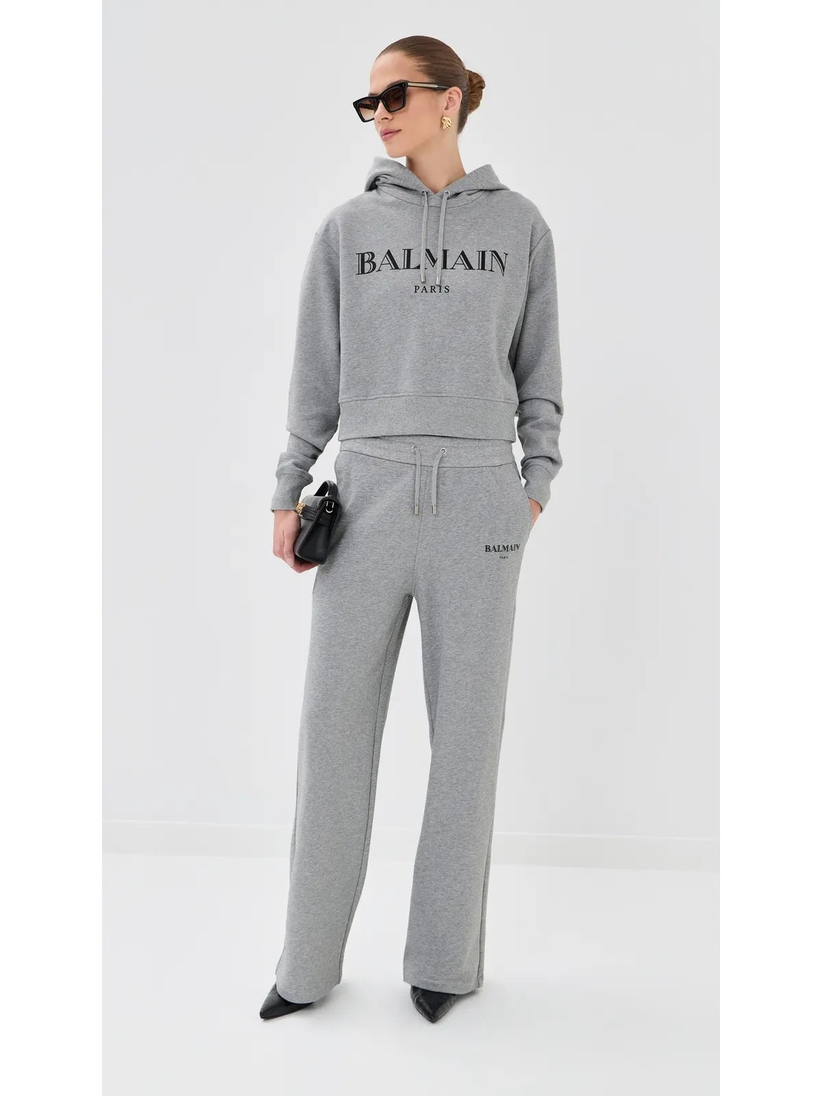 Balmain ビンテージ プリント フーディ グレー/ブラック - 画像5