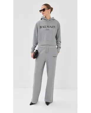 Balmain ビンテージ プリント フーディ グレー/ブラック - サムネイル5