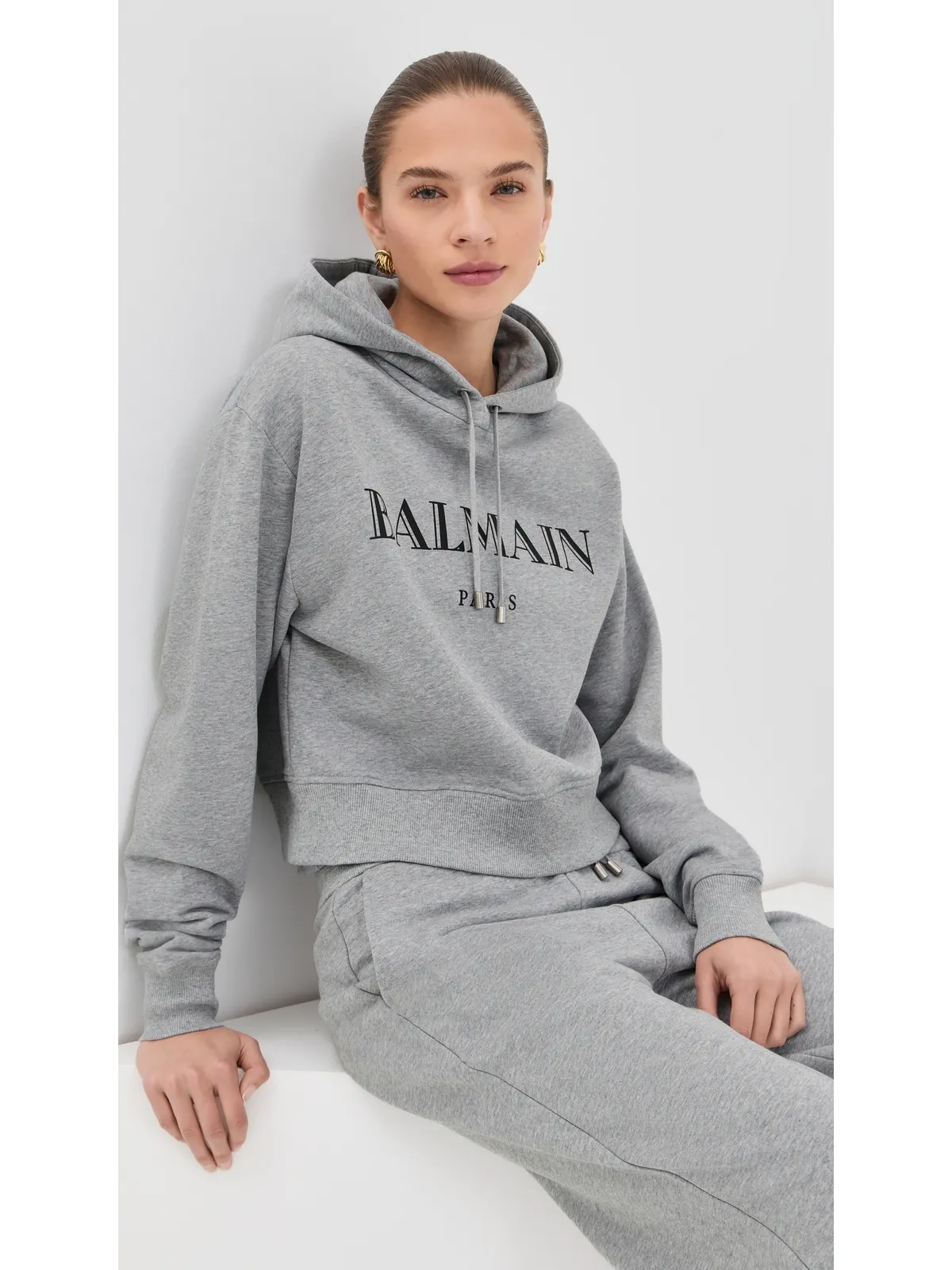 Balmain ビンテージ プリント フーディ グレー/ブラック - 画像2