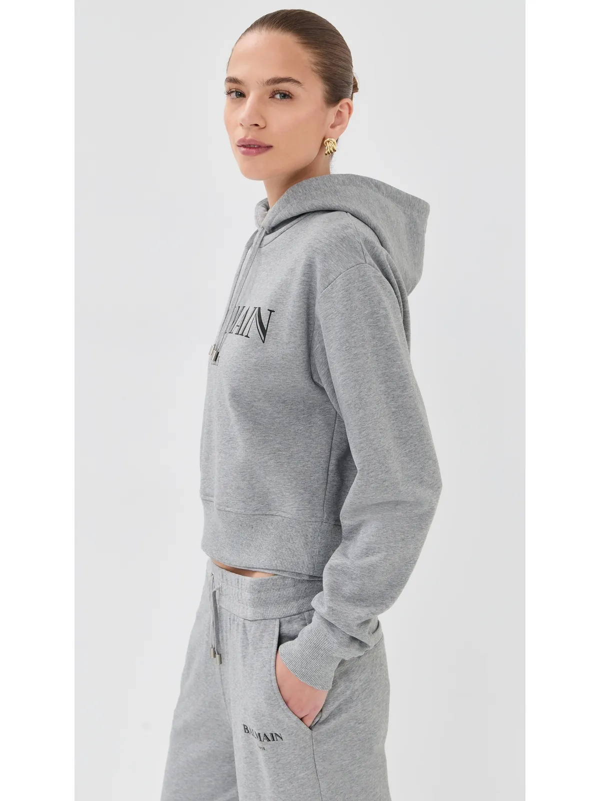 Balmain ビンテージ プリント フーディ グレー/ブラック - 画像4