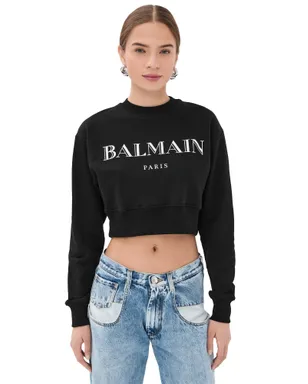 Balmain ヴィンテージ プリント クルーネック スウェットシャツ 黒/白 M - サムネイル1