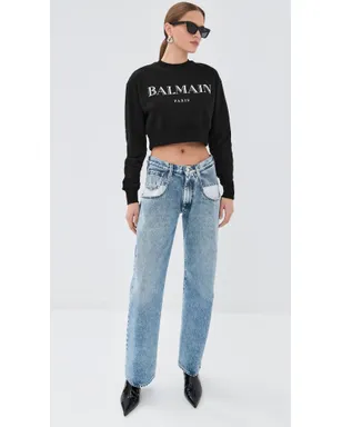 Balmain ヴィンテージ プリント クルーネック スウェットシャツ 黒/白 M - サムネイル5