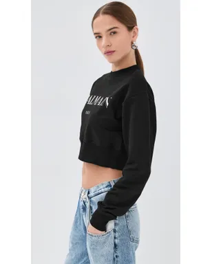 Balmain ヴィンテージ プリント クルーネック スウェットシャツ 黒/白 M - サムネイル4