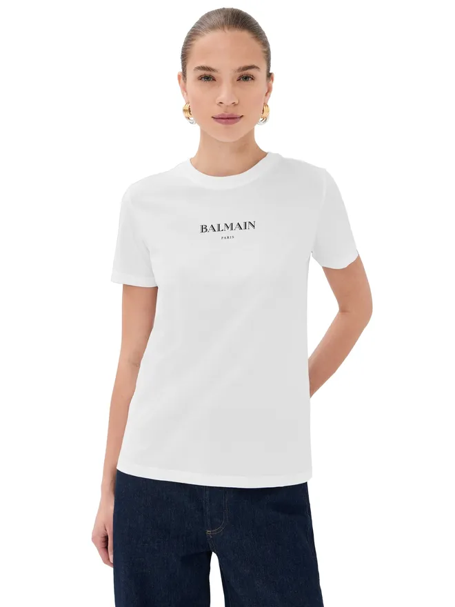BALMAIN Balmain ヴィンテージプリント レギュラーTシャツ 白/黒の商品画像