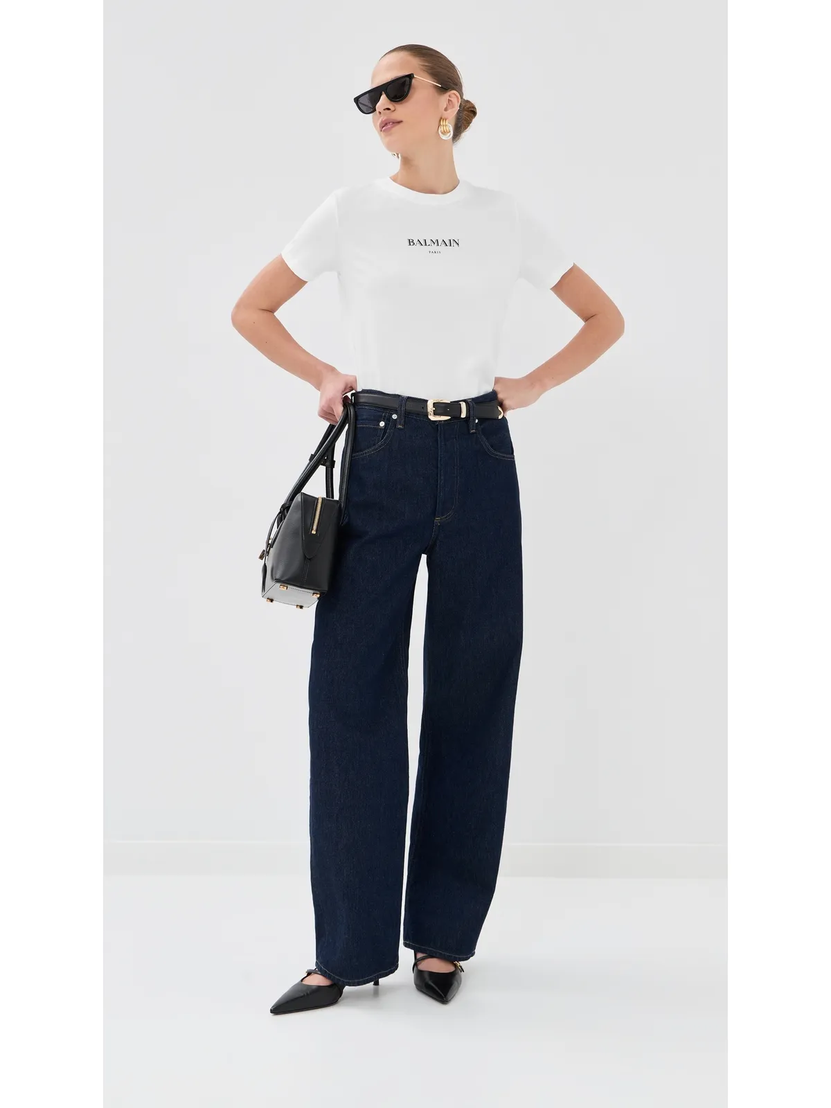 Balmain ヴィンテージプリント レギュラーTシャツ 白/黒 - 画像5