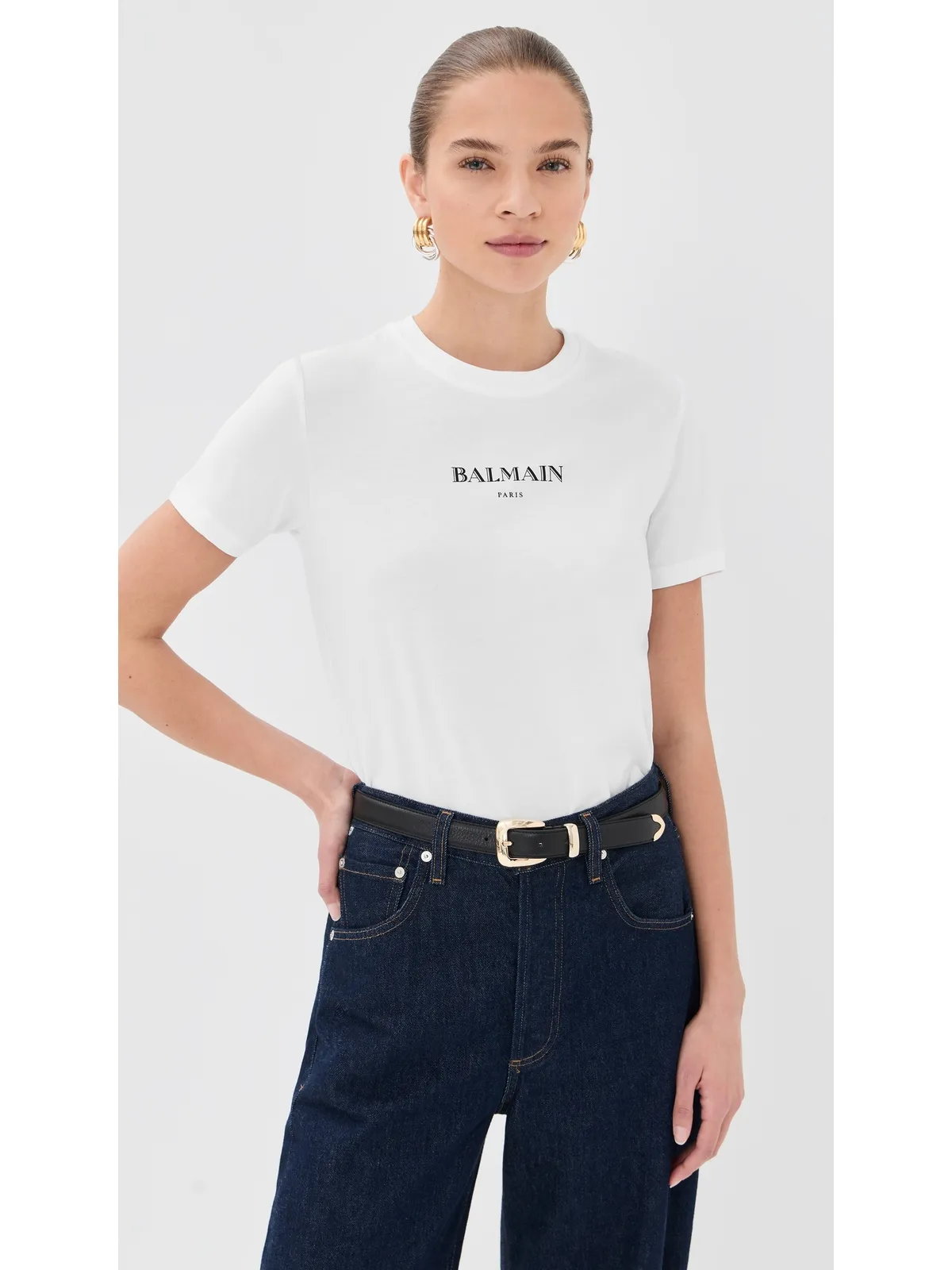 Balmain ヴィンテージプリント レギュラーTシャツ 白/黒 - 画像2