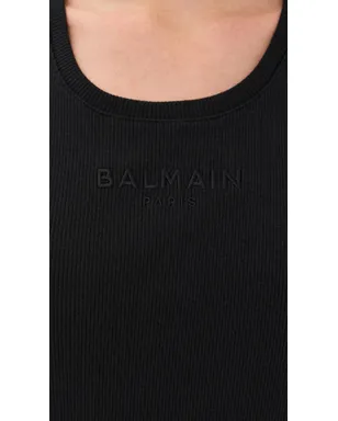 Balmain パリ エンブロイダード ジャージー タンクトップ ブラック M - サムネイル6