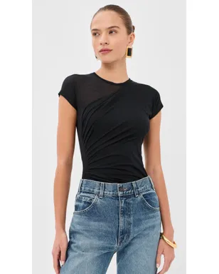 Balmain 透け感のあるドレープジャージートップス ブラック M - サムネイル2