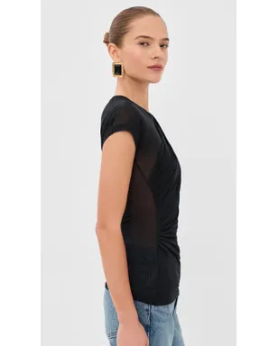 Balmain 透け感のあるドレープジャージートップス ブラック M - サムネイル4