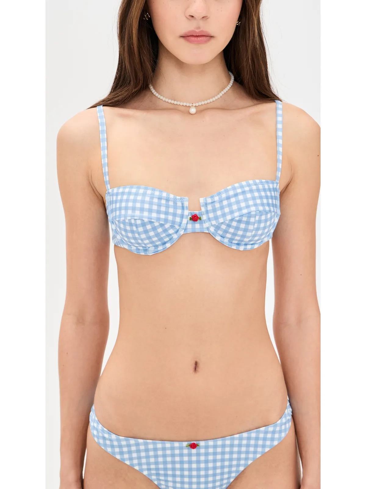 Bananhot Esme Bikini Top Light Blue Gingham - 画像2