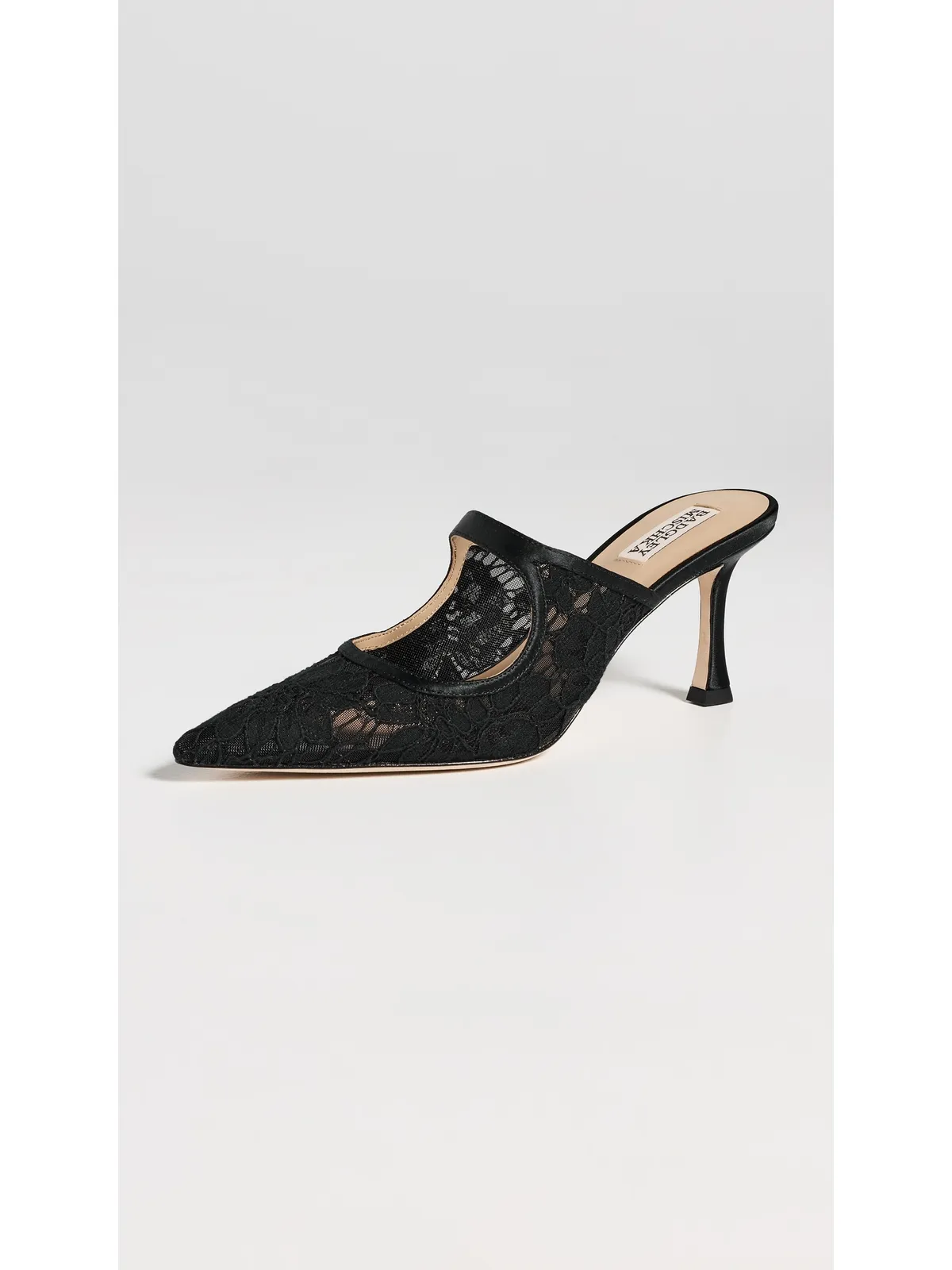 Badgley Mischka Oaklyn ヒール付きミュール（ブラックサテン） - 画像2