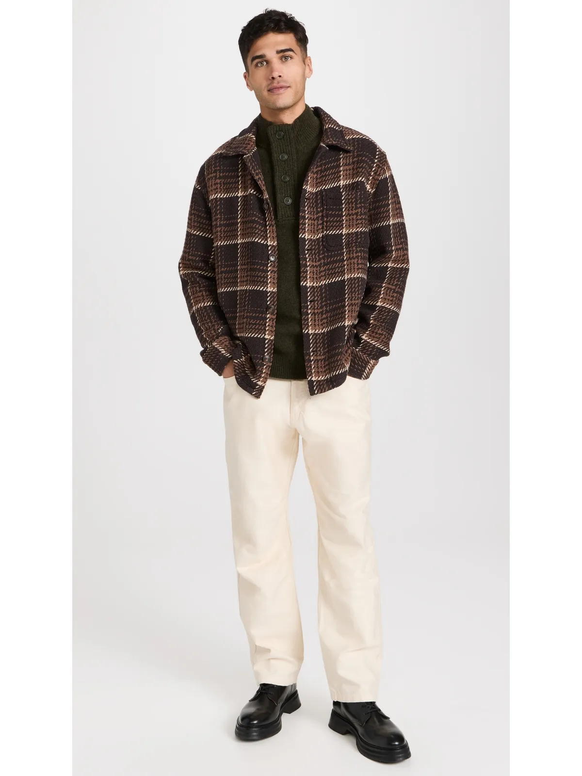 Barbour エルボーパッチ付きボタンセーター - 画像5