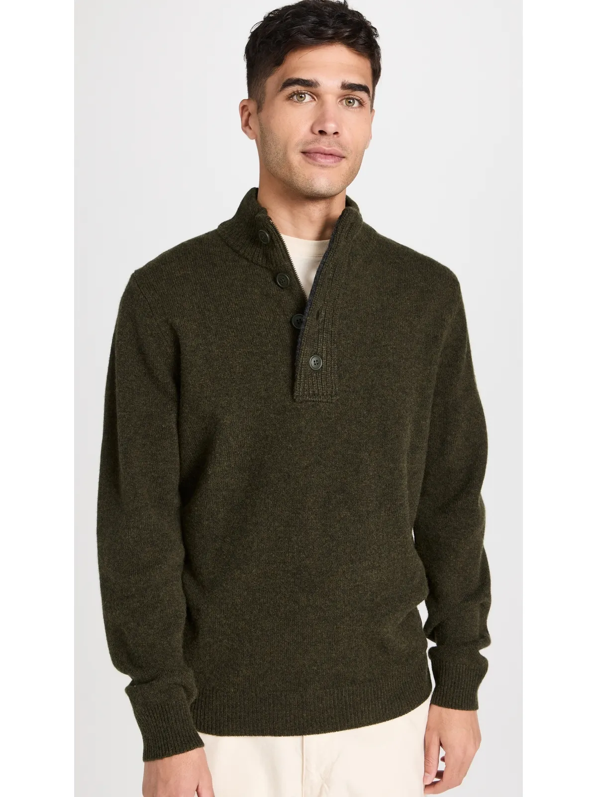 Barbour エルボーパッチ付きボタンセーター - 画像2