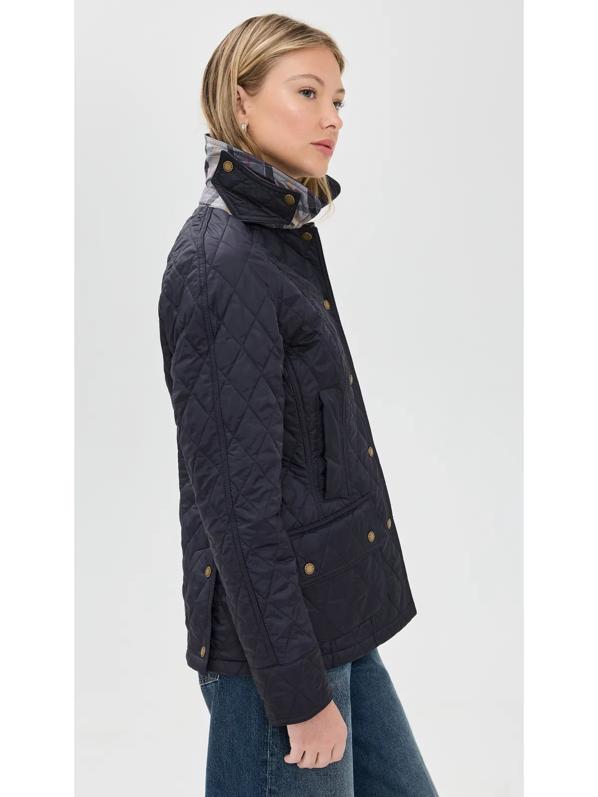 Barbour Beadnell キルト バーン ジャケット ネイビー - 画像4