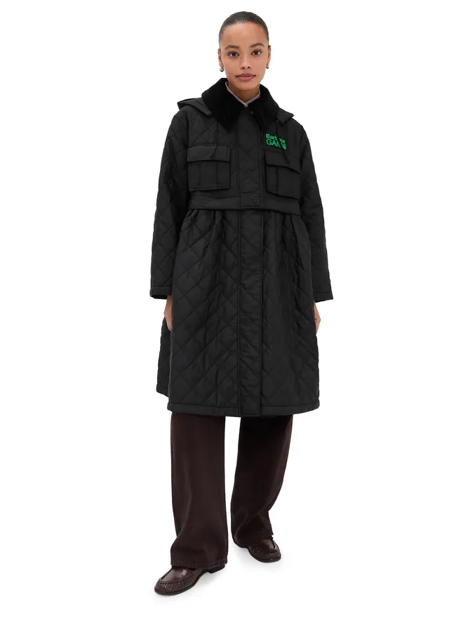 Barbour Barbour Barbour × Ganni ペプラムキルテッドジャケットの商品画像
