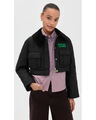 Barbour Barbour × Ganni ペプラムキルテッドジャケット - サムネイル6