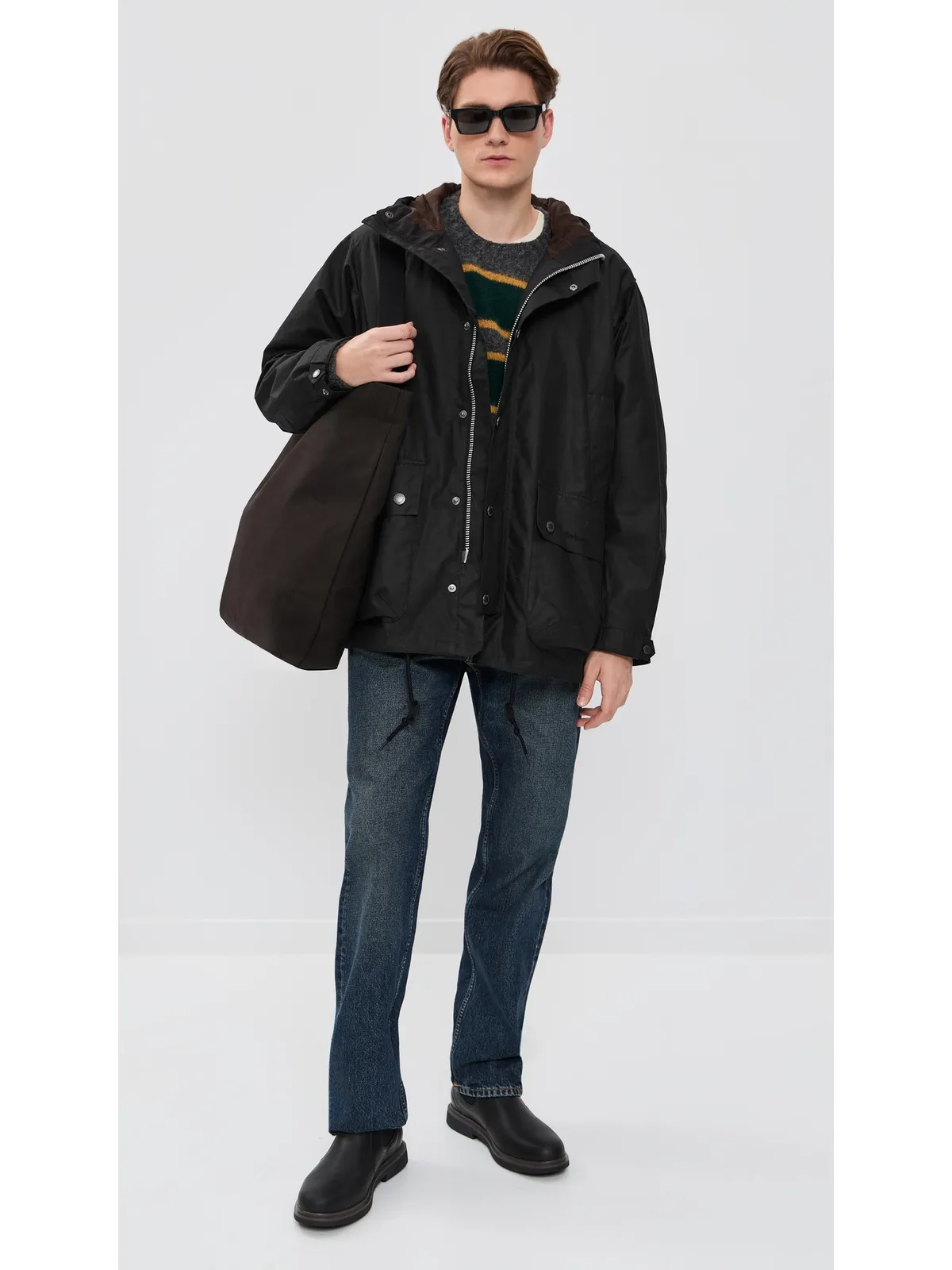 Barbour タイド ワックスジャケット ブラック - 画像5