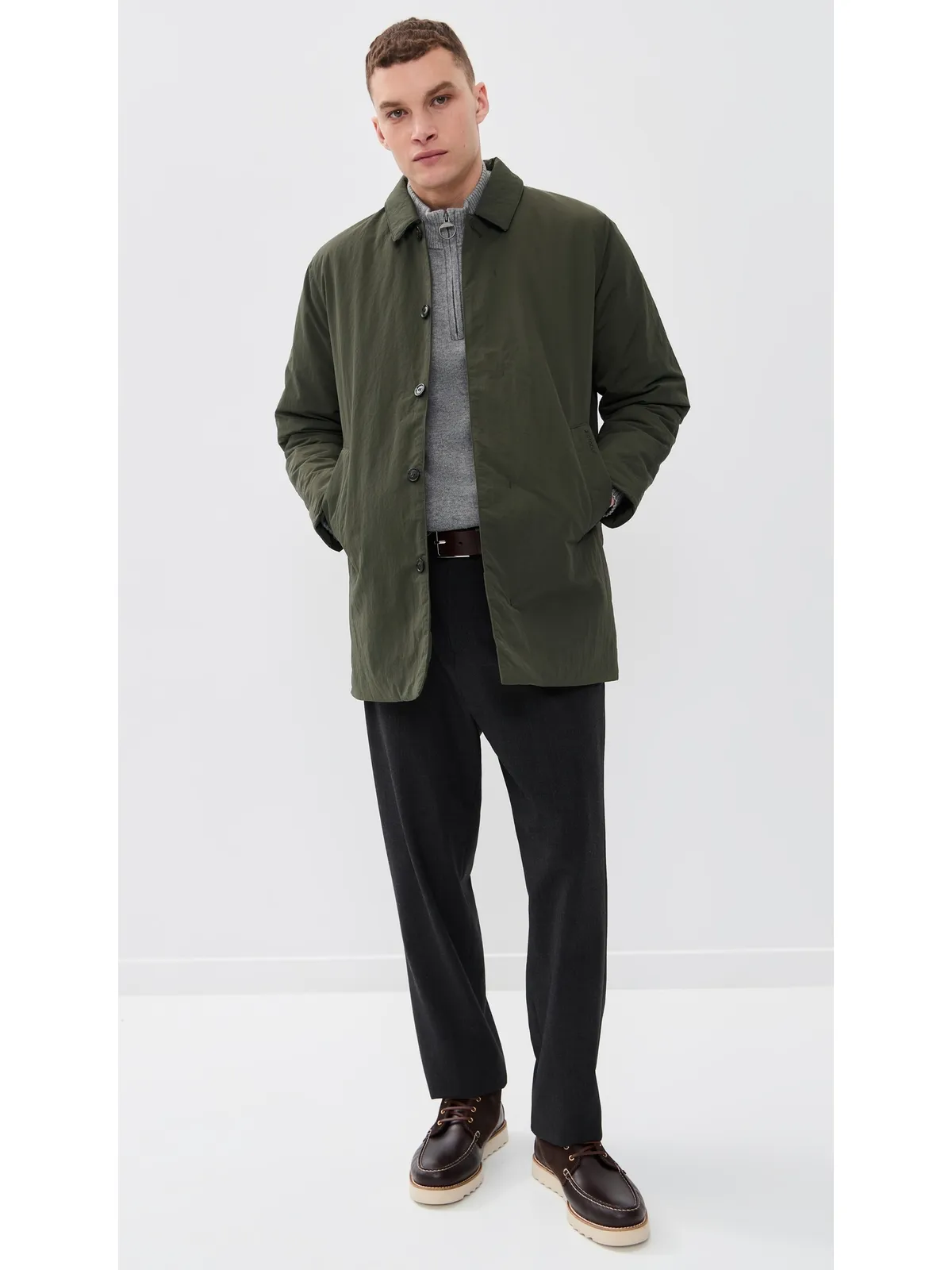 Barbour ローデン 中綿入り 撥水マックコート オリーブ - 画像5