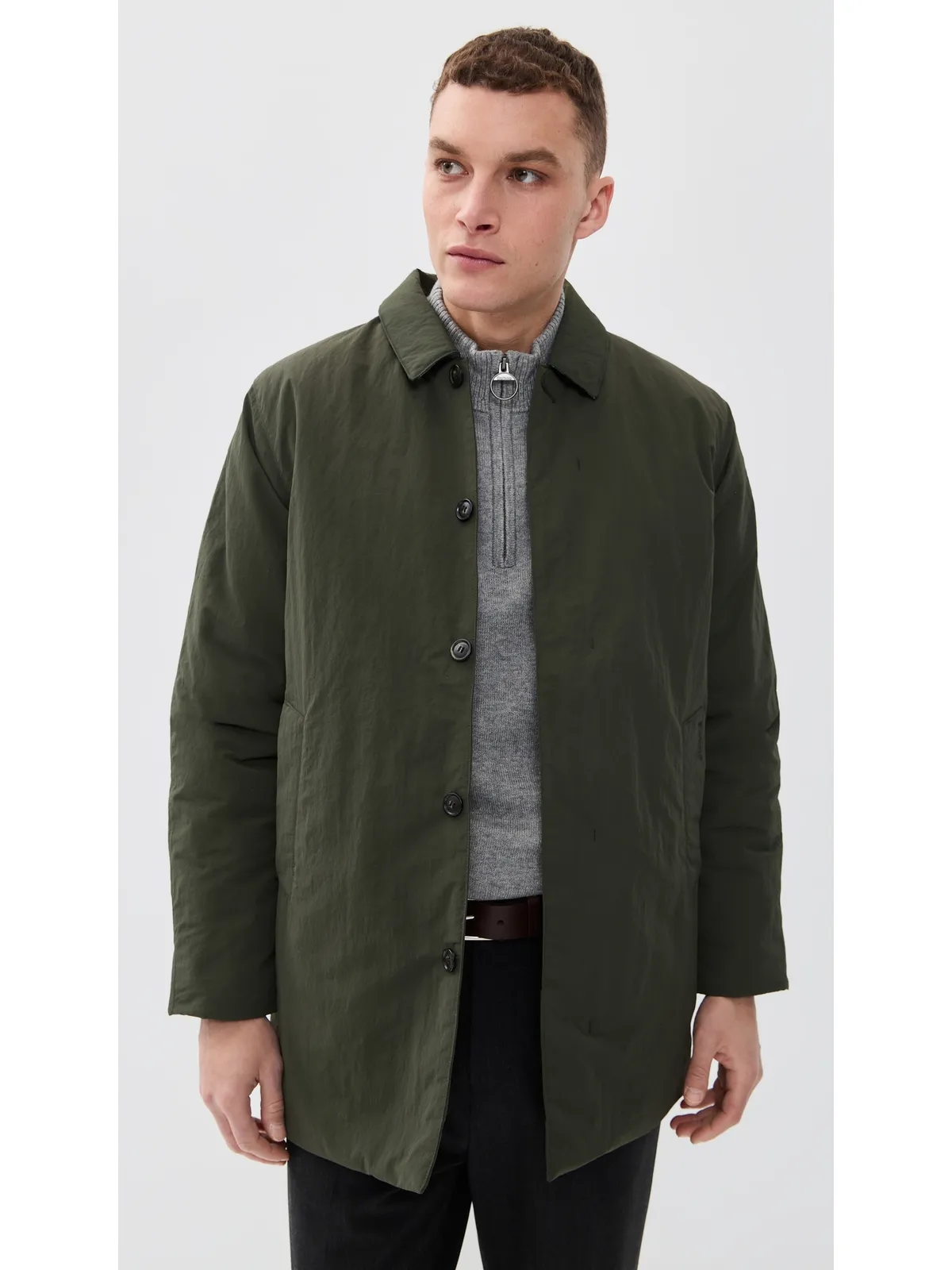 Barbour ローデン 中綿入り 撥水マックコート オリーブ - 画像2