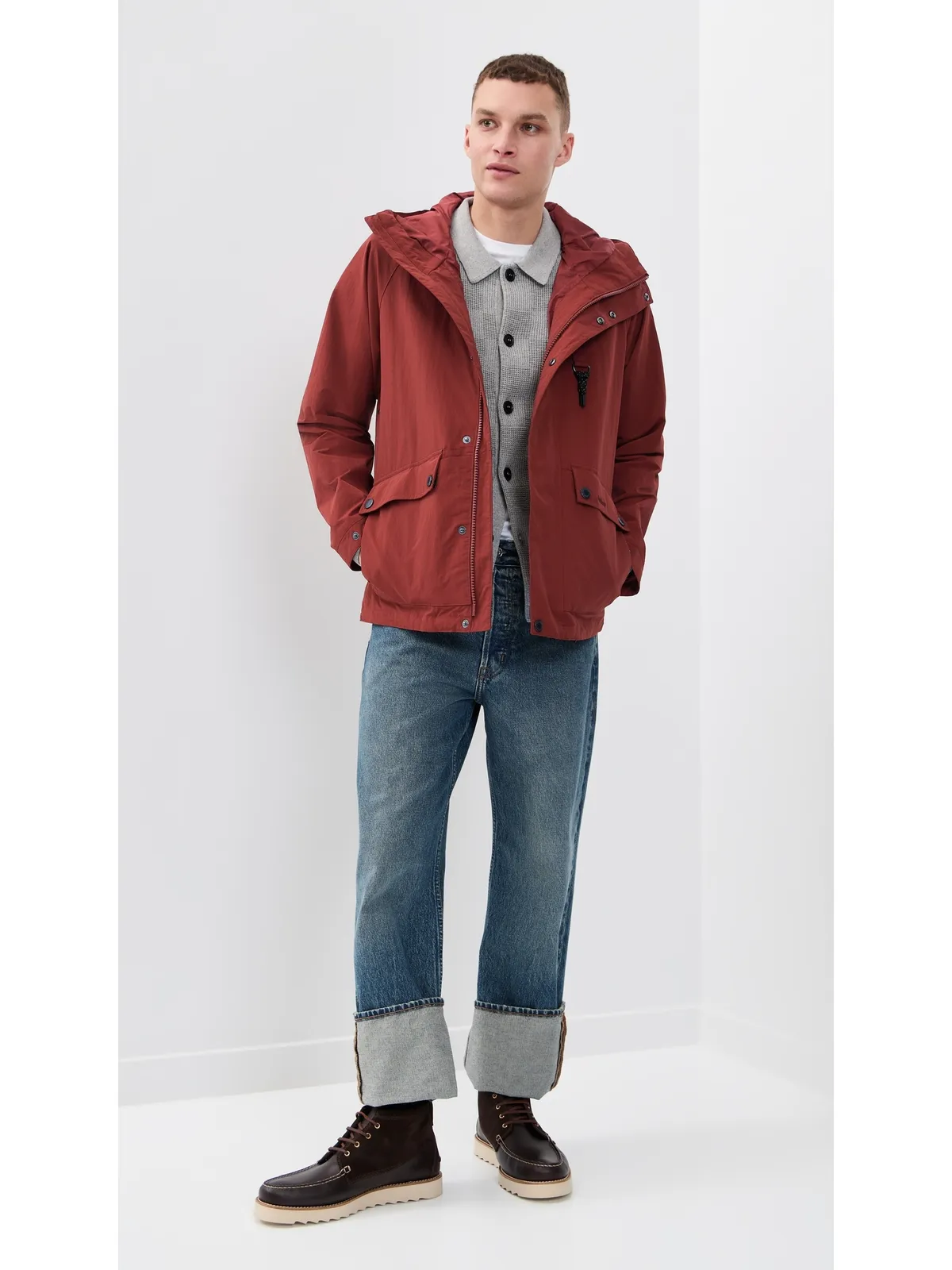 Barbour リエンジニアード シャワープルーフ ジャケット ファイアードブリック - 画像5