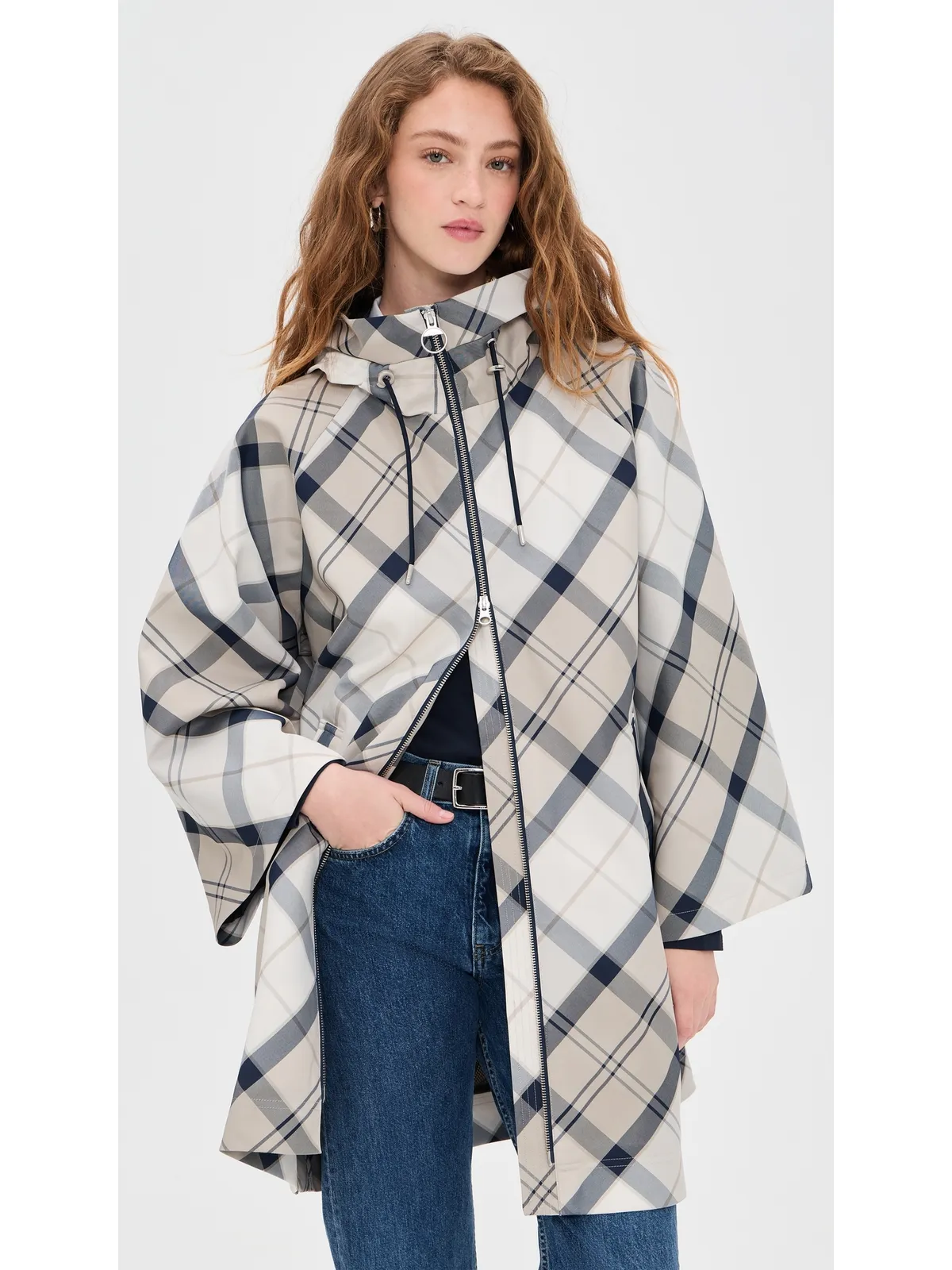 Barbour Kinsale タータン ケープコート - 画像2