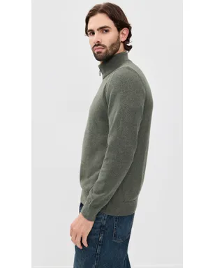 Barbour コットン ハーフジップ ニットセーター（オリーブマール） - サムネイル4