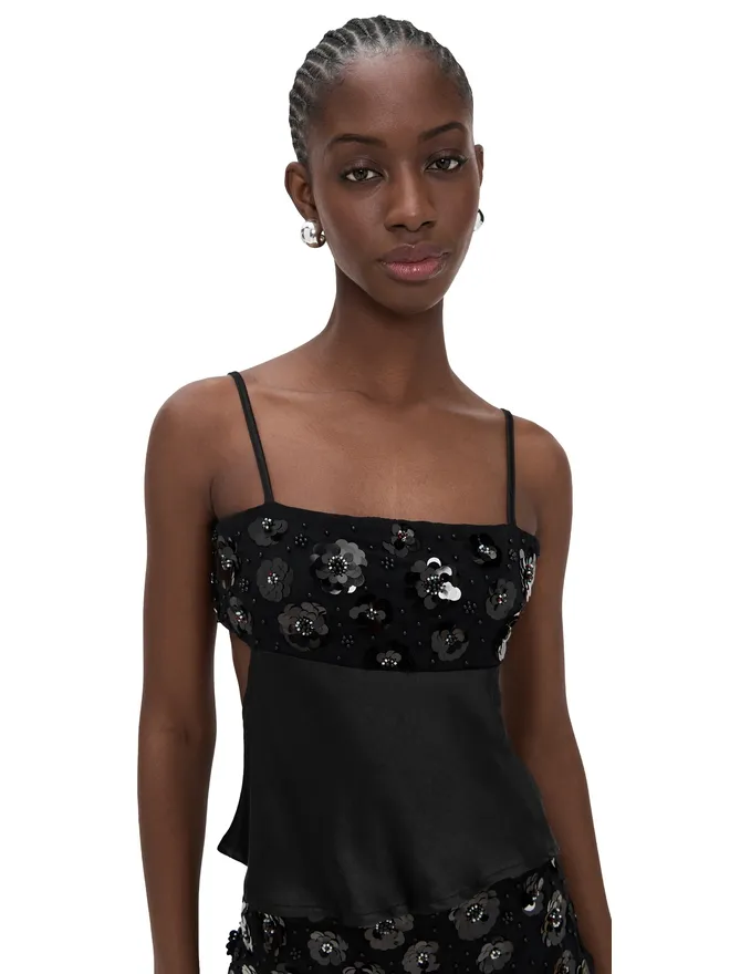 Bailey Rose Bailey Rose ブラック ビジュー付きタンクトップの商品画像