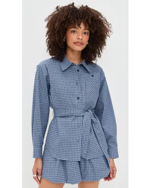 BAUM UND PFERDGARTEN Matina Blouse ブルー フランネル チェック - サムネイル2