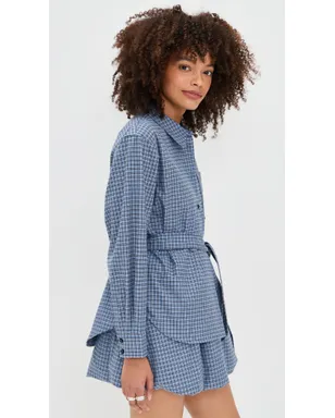 BAUM UND PFERDGARTEN Matina Blouse ブルー フランネル チェック - サムネイル4