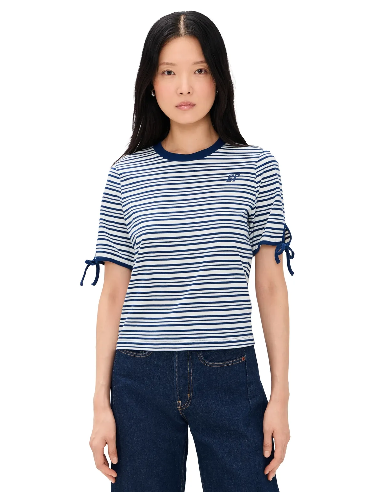 BAUM UND PFERDGARTEN ジャネット ストライプ Tシャツ - 画像1