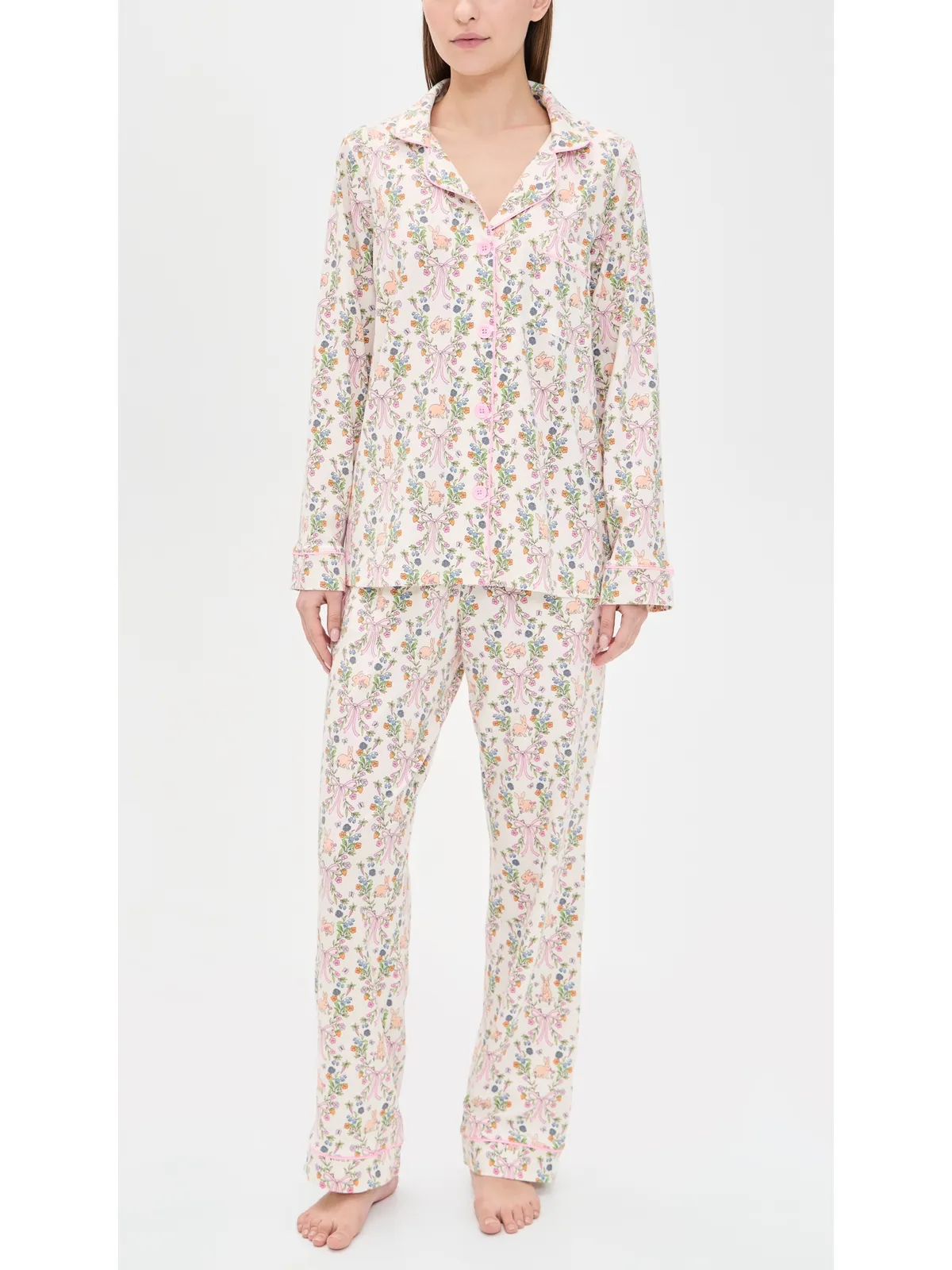 BedHead PJs ロングスリーブ ロングパンツ パジャマセット バニー・ブルームズ - 画像2
