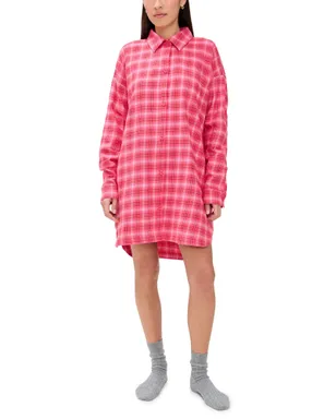 BedHead PJs Wonderland Plaid ハイロー ボーイフレンド カラーシャツ - サムネイル1