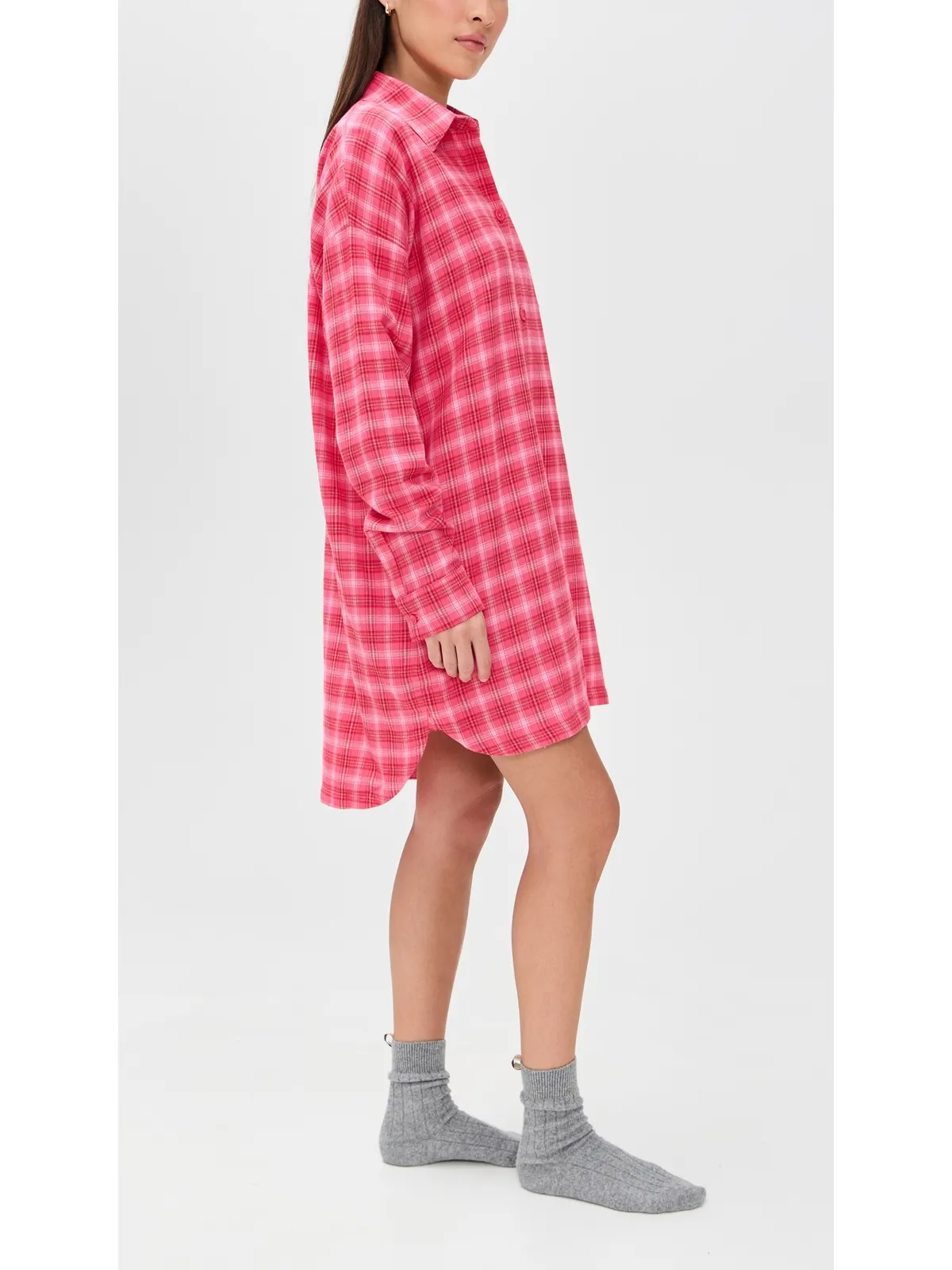 BedHead PJs Wonderland Plaid ハイロー ボーイフレンド カラーシャツ - 画像4